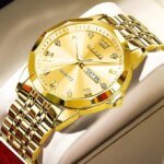 OLEVS 9931G New Exclusive Design Quartz Watch for Men( Full Golden) - Image 2