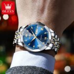 OLEVS 9931G New Exclusive Design Quartz Watch for Men  Nevy blue - Image 4