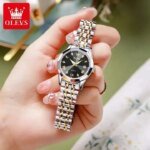 OLEVS Watch for Women Branded Stainless steel Elegant Luminous Ladies Watches 9931  Black Dail - Image 4