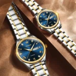 Olevs 5563 Couple Watch tow tone chain (blue dial) - Image 5