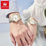 Olevs 5563 Couple Watch tow tone chain (white dial) - Image 3