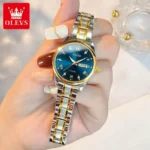 Olevs 5563 Luxury Fashion Round Women’s Watch – Silver & Blue - Image 4