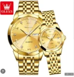 Olevs  Stainless Steel fashionable  Couple watches Full Golden - Image 8