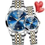 Olevs  Stainless Steel fashionable  Couple watches (Navy Blue) - Image 3