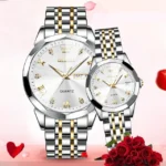 Olevs  Stainless Steel fashionable  Couple watches Silver - Image 4
