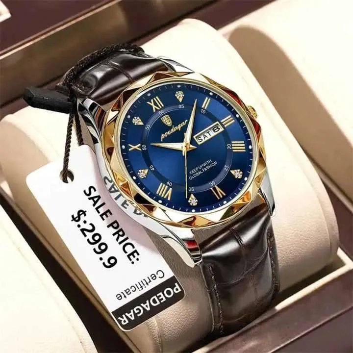 POEDAGAR-615L-Mens-Leather-Quartz-Watch-1 POEDAGAR 615L Men's Leather Quartz Watch - Image 1