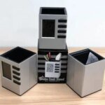 Pen Holder with Digital Watch – Silver - Image 3