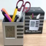 Pen Holder with Digital Watch – Silver - Image 2