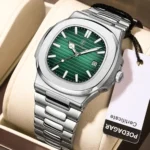 Poedagar 613 Luxury Stainless Steel Strap Watch (Green Dial) - Image 3
