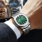 Poedagar 613 Luxury Stainless Steel Strap Watch (Green Dial) - Image 4