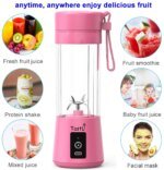Portable Blender, Personal Mini Bottle Travel Electric Smoothie Blender Maker Fruit Juicer Cup, with 13oz Bottles - Image 3