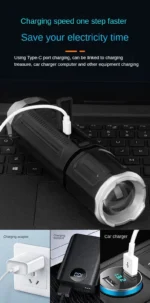 Portable Bluetooth Speaker With Zoomable Flashlight - 4 Dimming Modes FM Radio Long Lasting Life - Image 7