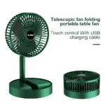 Portable Rechargeable Desk Fan, Folding Fan 3 Speeds Adjustable Height Table Fan with Timer, 2000mAh Rechargeable USB Charging for Home Office Travel