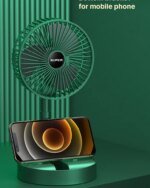 Portable Rechargeable Desk Fan, Folding Fan 3 Speeds Adjustable Height Table Fan with Timer, 2000mAh Rechargeable USB Charging for Home Office Travel - Image 6