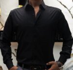 Premium China Micro Stig Shirt (Formal / Casual) (Black) - Image 2