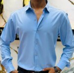 Premium China Micro Stig Shirt (Formal / Casual) (Light Sky)
