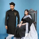 Premium Couple Set/Matching Dress/Traditionally Dress/Sari And Panjabi - Image 2