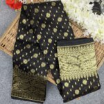 Premium Half Silk Jamdani Saree Combo Set - Black - Image 4