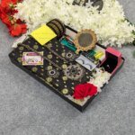 Premium Half Silk Jamdani Saree Combo Set - Black - Image 6