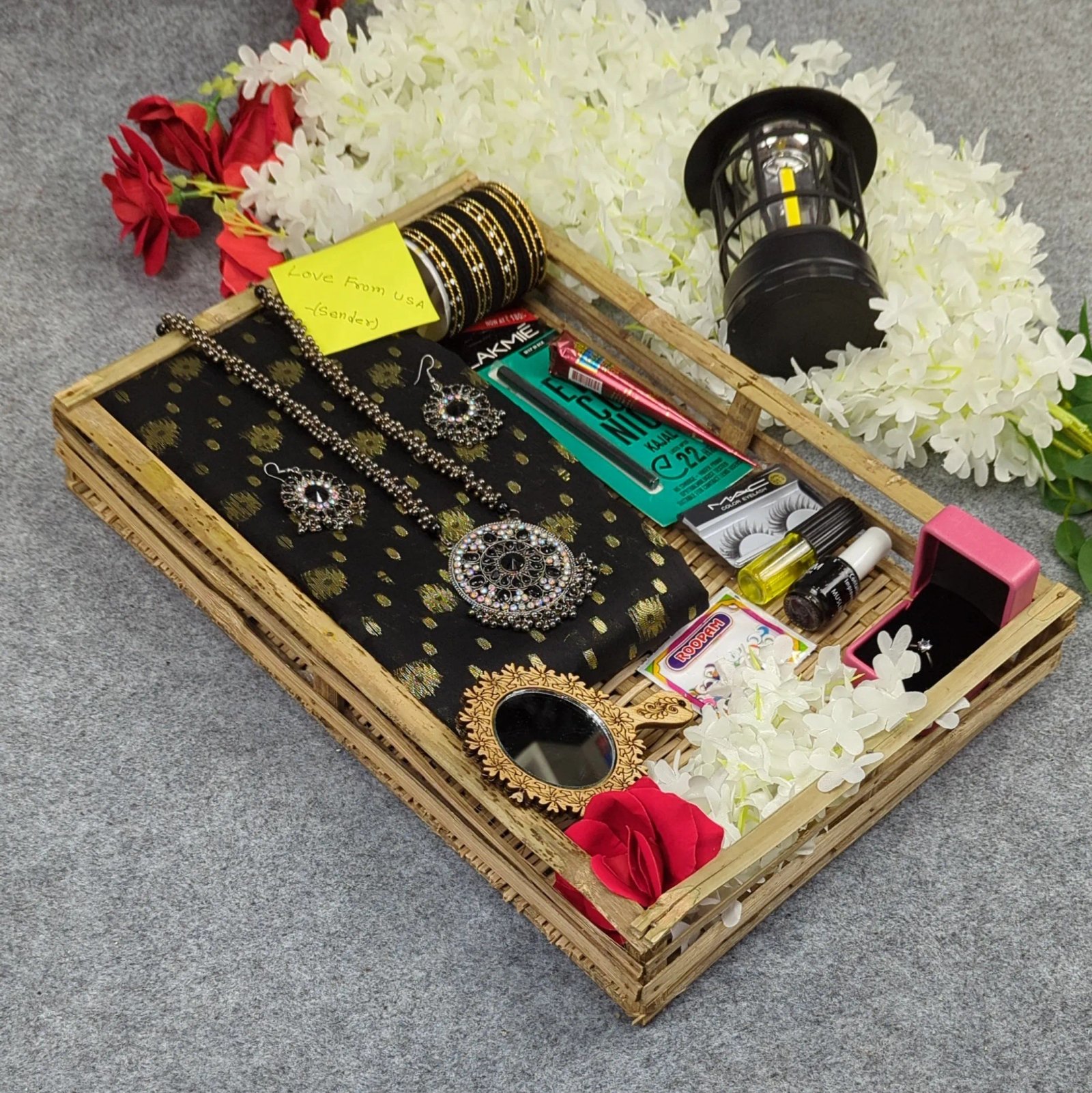 Premium-Half-Silk-Jamdani-Saree-Combo-Set-Black Premium Half Silk Jamdani Saree Combo Set - Black - Image 1