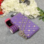 Premium Half Silk Jamdani Saree Combo Set - Lavender - Image 3