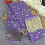 Premium Half Silk Jamdani Saree Combo Set - Lavender - Image 4