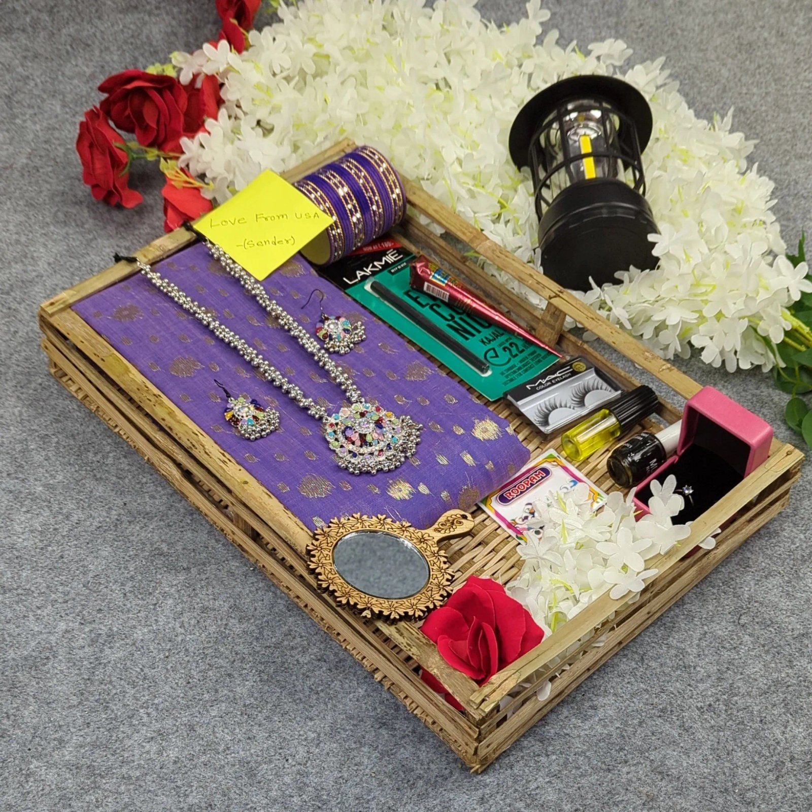 Premium-Half-Silk-Jamdani-Saree-Combo-Set-Lavender Premium Half Silk Jamdani Saree Combo Set - Lavender - Image 1