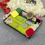 Premium Half Silk Jamdani Saree Combo Set - Lemon - Image 6