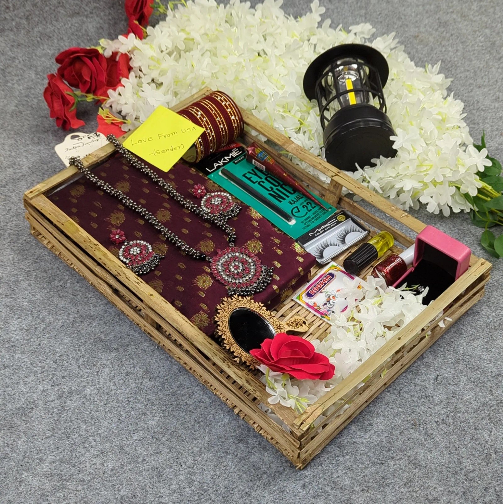 Premium-Half-Silk-Jamdani-Saree-Combo-Set-Maroon Premium Half Silk Jamdani Saree Combo Set - Maroon - Image 1