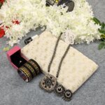 Premium Half Silk Jamdani Saree Combo Set - OFF-White - Image 3