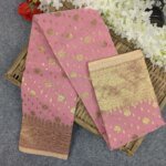 Premium Half Silk Jamdani Saree Combo Set - Pink - Image 4