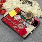 Premium Half Silk Jamdani Saree Combo Set - Red - Image 6