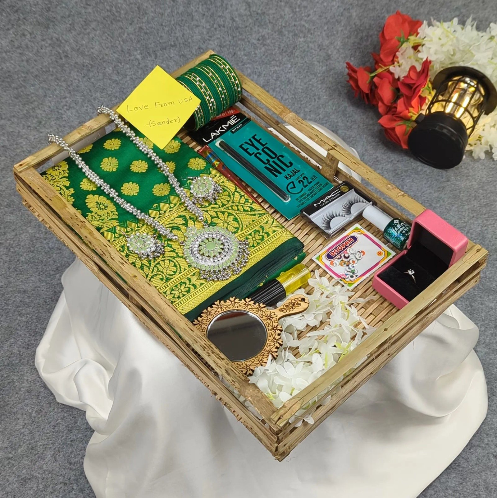 Premium-Silk-Katan-Saree-Combo-Set-Green Premium Silk Katan Saree Combo Set - Green - Image 1