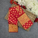Premium Silk Katan Saree Combo Set - Red - Image 3