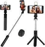 Q07 Foldable Mini Tripod & Selfi Stick with LED Light Bluetooth Remote Shutter - Image 2