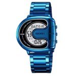 SKMEI 2298 Digital Stainless Steel Luminous Men’s Watch (Blue) - Image 5