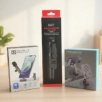 Smart Vlogger's Combo: K8 Wireless Microphone, Q07 Bluetooth Selfie Stick & 360° Rotating Phone Stand