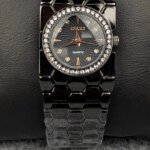 Stylish Black Ladies Quartz Watch with Crystal Bezel – Premium Bracelet Design - Image 3