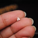 Traditional Gold Three Stone Mossanite Diamond Cut Nose Pin -7 Mm (With gift box) - Image 2