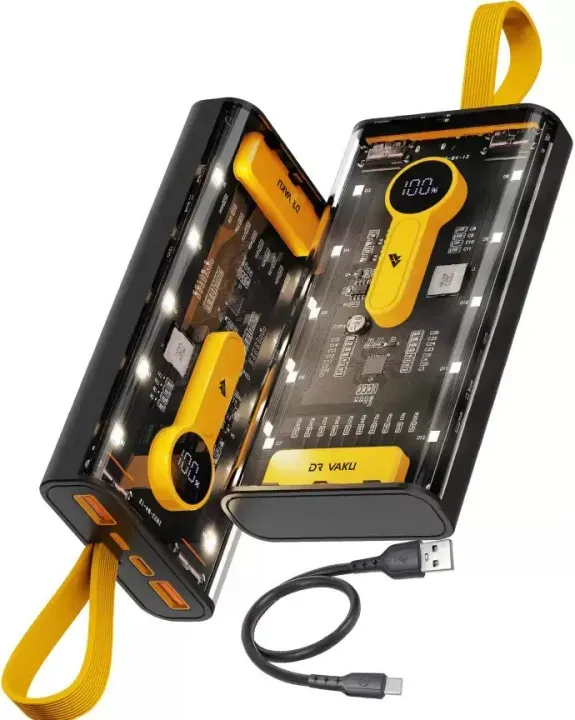 Transparent-66W-High-Speed-Power-Bank-–-20000mAh-PD-22W Transparent 66W High-Speed Power Bank – 20000mAh, PD 22W - Image 1