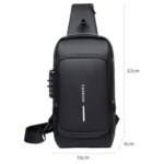 USB charging sport sling Anti-theft shoulder bag (Black) - Image 3