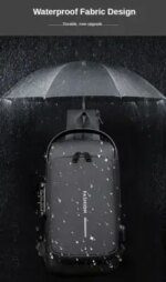 USB charging sport sling Anti-theft shoulder bag (Black) - Image 5