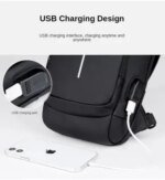 USB charging sport sling Anti-theft shoulder bag (Black) - Image 6