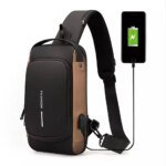 USB charging sport sling Anti-theft shoulder bag (Black) - Image 8