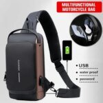 USB charging sport sling Anti-theft shoulder bag (Black) - Image 9