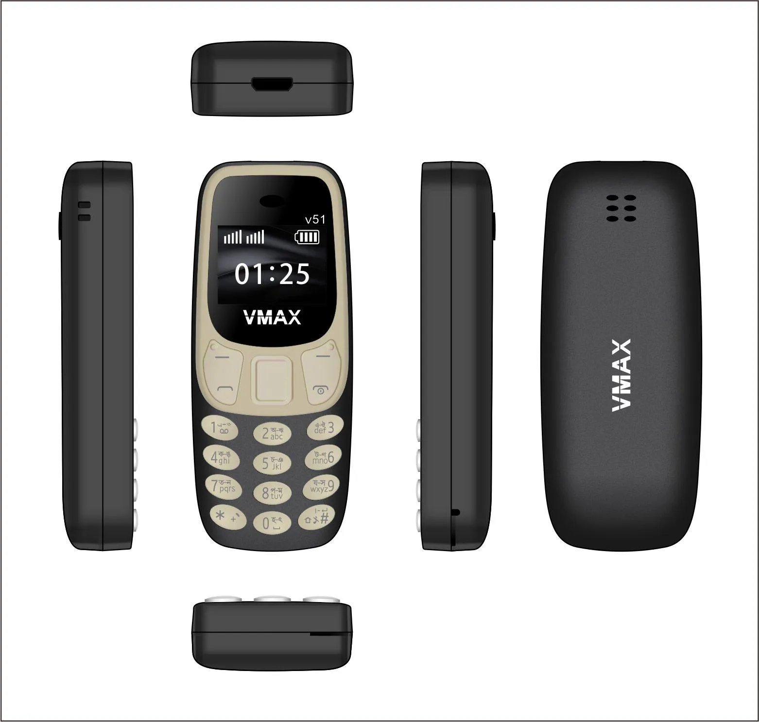 Vmax-V51-Mini-Phone-Magic-VoiceBlack Vmax V51 Mini Phone Magic Voice(Black) - Image 1