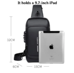 (Wallet ফ্রি) shoulder bag With Lock - Black - Image 4