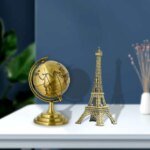 World Map 3D Rotating Glove Decoration Gift- Golden & Eiffel Tower Metal Showpiece Decoration Gift - Image 2