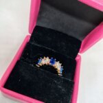 vibrant gold ring adorned with colorful gemstones, - Image 3