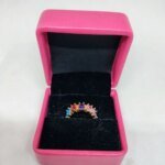 vibrant gold ring adorned with colorful gemstones, - Image 3